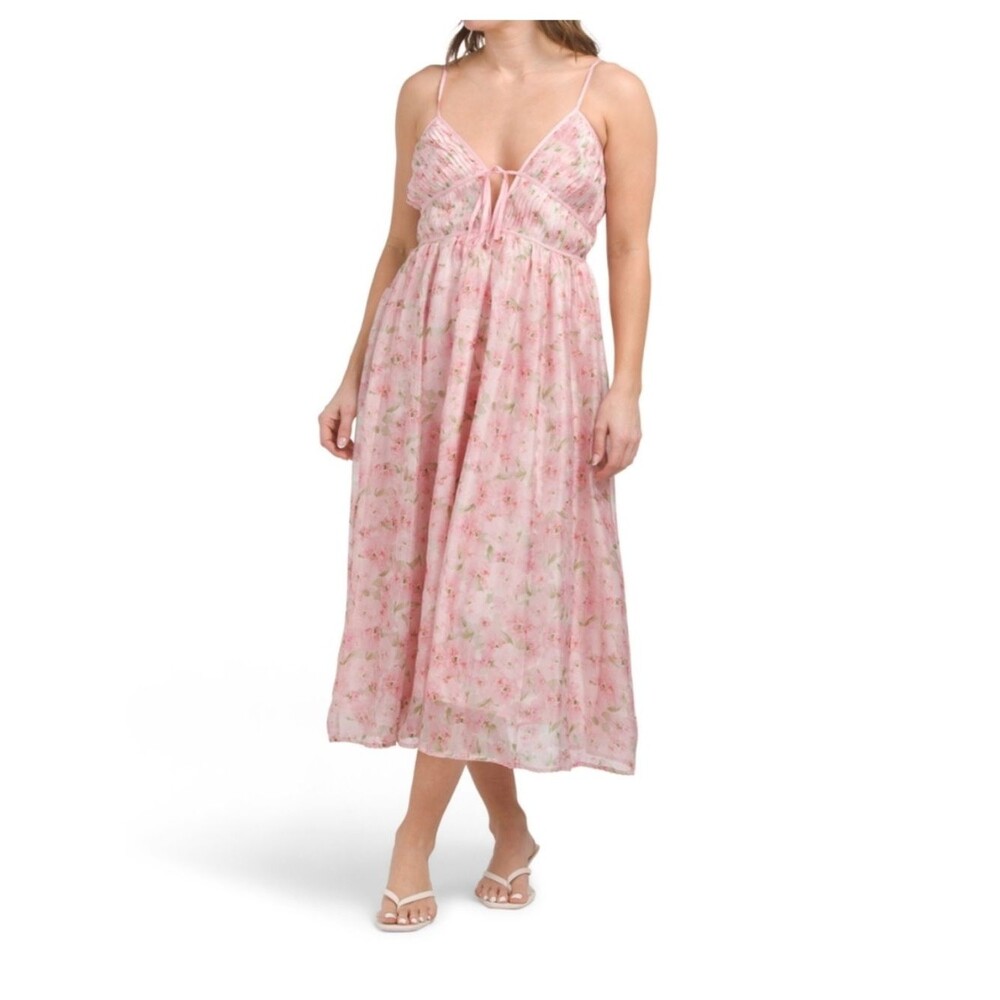 Anthropologie En Saison Women's Floral V-Neck Midi Dress Medium